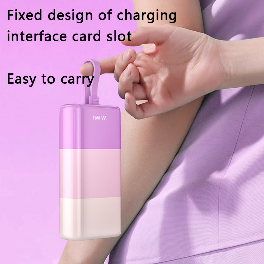 WIWU Wi-P015 10000mAh Candy Power Bank Portable Phone Battery Charger with Charging Cable WIWU Wi-P015 10000mAh Candy Power Bank Portable Phone Battery Charger with Charging Cable